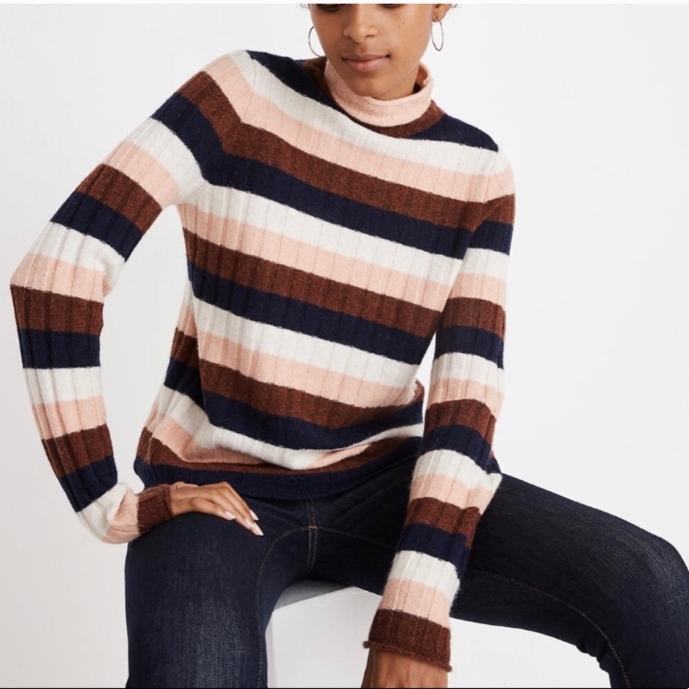 Madewell Evercrest Stripe Mockneck Sweater New With Tags